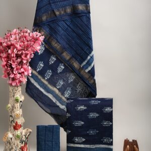 Maheswari Silk Unstitched Dress Material - Blue