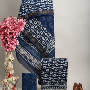 Maheswari Silk Unstitched Dress Material - Blue