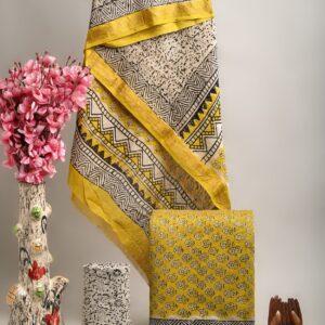 Maheswari Silk Unstitched Dress Material - Yellow