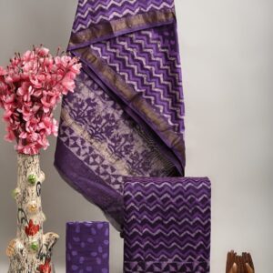 Maheswari Silk Unstitched Dress Material - Violet