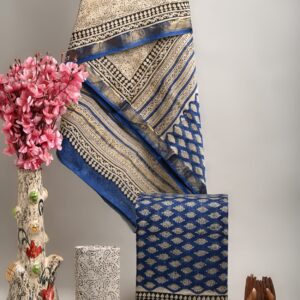 Maheswari Silk Unstitched Dress Material - Blue