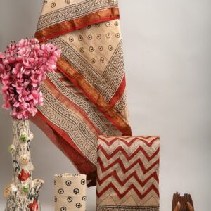 Maheswari Silk Unstitched Dress Material - Red