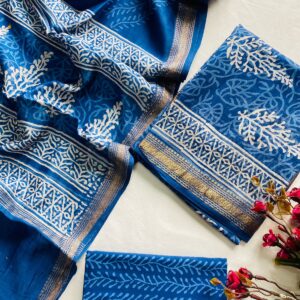 Maheswari Silk Unstitched Dress Material - Blue