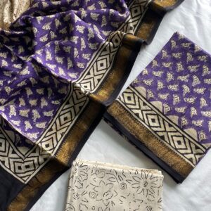 Maheswari Silk Unstitched Dress Material - Violet