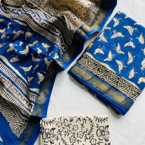 Maheswari Silk Unstitched Dress Material - Blue