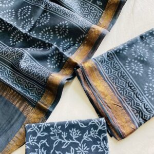 Maheswari Silk Unstitched Dress Material - Blue