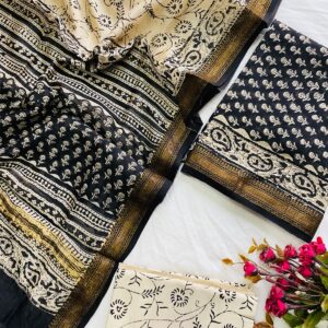 Maheswari Silk Unstitched Dress Material - Black