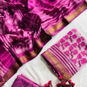 Maheswari Silk Unstitched Dress Material - Purple