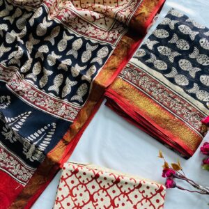 Maheswari Silk Unstitched Dress Material - Black