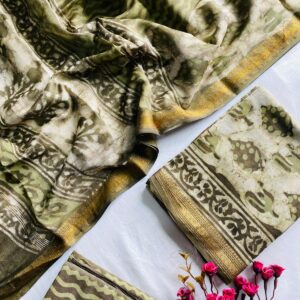 Maheswari Silk Unstitched Dress Material - Cream