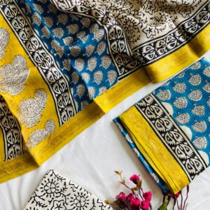 Maheswari Silk Unstitched Dress Material - Blue