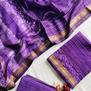 Maheswari Silk Unstitched Dress Material - Violet