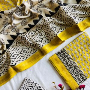 Maheswari Silk Unstitched Dress Material - Yellow