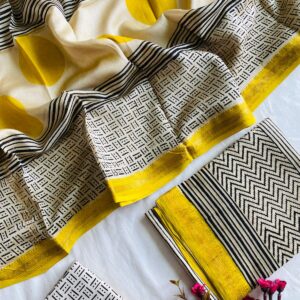 Maheswari Silk Unstitched Dress Material - Black