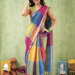Mul Cotton Handloom Saree - Blue