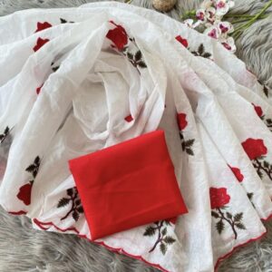 Mul Cotton Handloom Saree - White