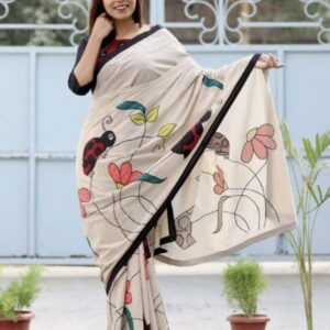Mul Cotton Handloom Saree - Cream