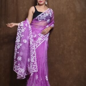 Murshidabad Chiffon Silk Saree - Lavender