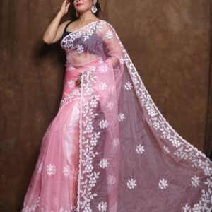 Murshidabad Chiffon Silk Saree - Blue