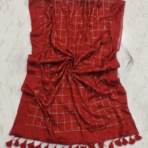 Raga Handloom Tissue Cotton Saree - Red