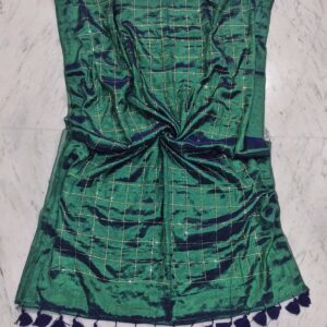 Raga Handloom Tissue Cotton Saree - Teal