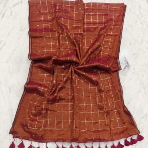 Raga Handloom Tissue Cotton Saree - Orange