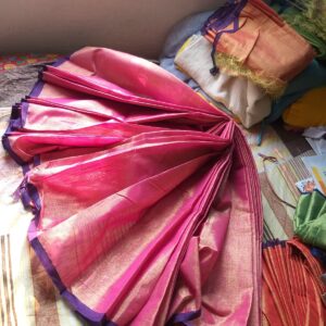 Handloom Tissue Cotton Saree - Pink