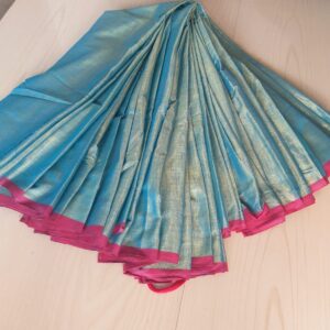 Handloom Tissue Cotton Saree - Blue