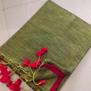 Handloom Tissue Cotton Saree - Green