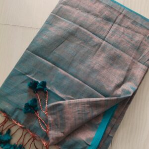 Handloom Tissue Cotton Saree - Grey