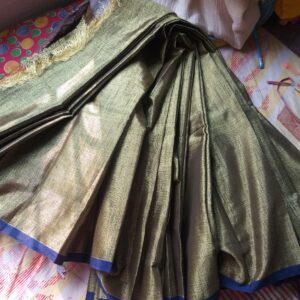 Handloom Tissue Cotton Saree - Green