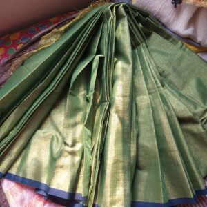 Handloom Tissue Cotton Saree - Green