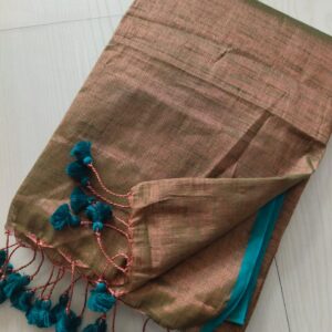 Handloom Tissue Cotton Saree - Copper