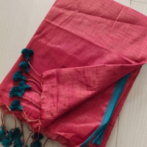 Handloom Tissue Cotton Saree - Pink