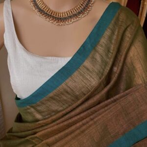 Handloom Tissue Cotton Saree - Brown