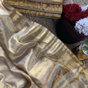 Handloom Tissue Cotton Saree - Cream