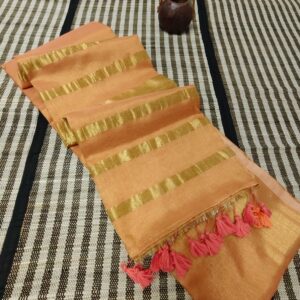 Handloom Tissue Cotton Saree - Peach