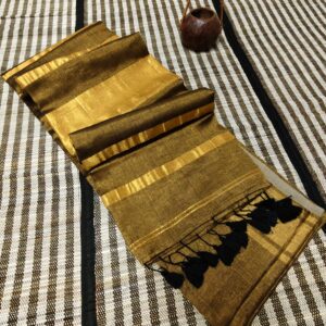 Handloom Tissue Cotton Saree - Gold