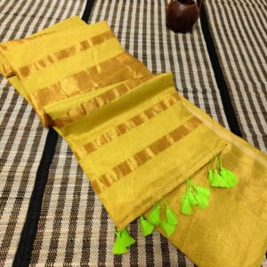 Handloom Tissue Cotton Saree - Yellow