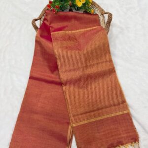 Raga Handloom Tissue Linen Saree - Peach