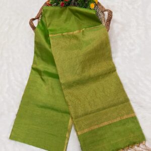 Raga Handloom Tissue Linen Saree - Green