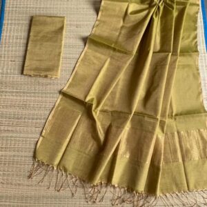 Raga Handloom Tissue Linen Saree - Green