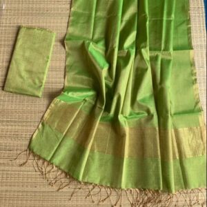 Raga Handloom Tissue Linen Saree - Green