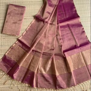Raga Handloom Tissue Linen Saree - Purple