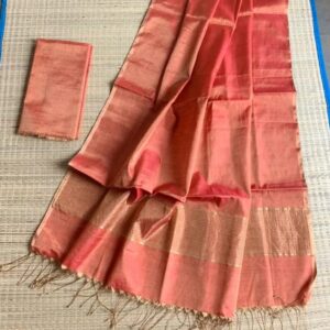 Raga Handloom Tissue Linen Saree - Peach