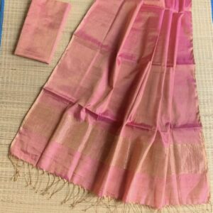 Raga Handloom Tissue Linen Saree - Pink
