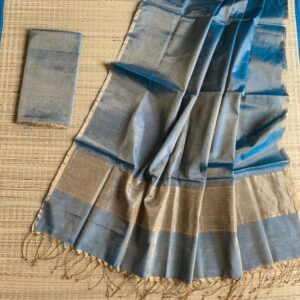 Raga Handloom Tissue Linen Saree - Blue