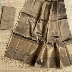 Raga Handloom Tissue Linen Saree - Brown