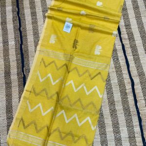 Raga Tissue Linen Jamdani Handloom Saree - Yellow