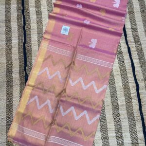 Raga Tissue Linen Jamdani Handloom Saree - Purple